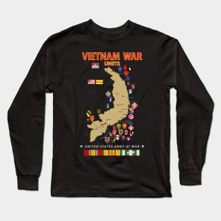 Map - US Military Units in Vietnam Long Sleeve T-Shirt